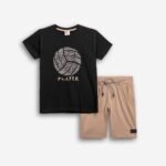 Σετ κοντομάνικη μπλούζα και βερμούδα φούτερ