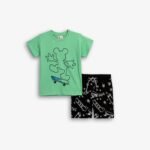 Σετ μπλούζα μακο με τύπωμα κ βερμούδα