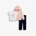 Σετ ζακέτα μακρυμάνικη φουτερ με κοντομάνικη μπλούζα